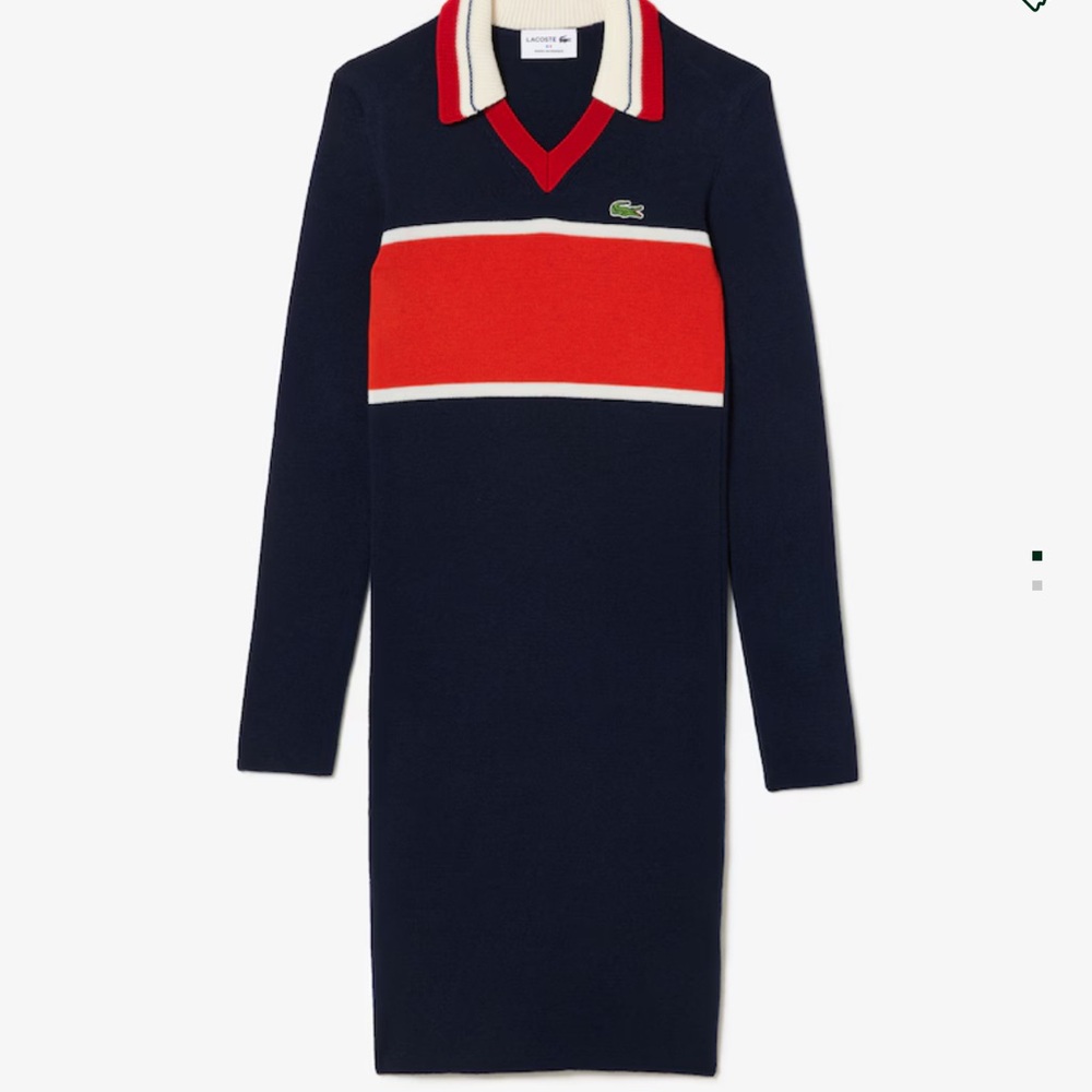 Lacoste Contrast Polo Sweater Dress